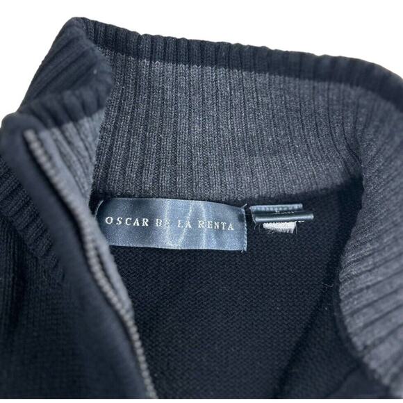 Men's Oscar De La Renta Nordic 1/4 Zip Pullover Sweater Sz L High Neck - Picture 3 of 7